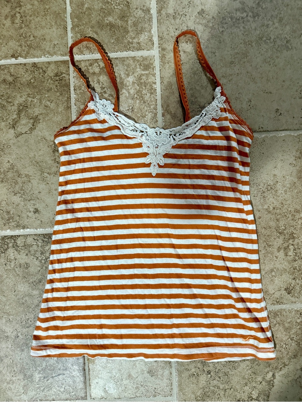 Y2K Hollister Striped Lace-Trim Cami Top